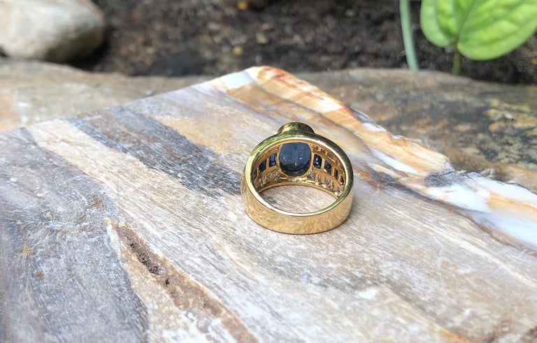 SJ1517 - Blue Sapphire with Diamond Ring Set in 18 Karat Gold Settings