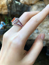 SJ6176 - Fire Opal with Orange Sapphire and Diamond Ring in 18 Karat White Gold Settings