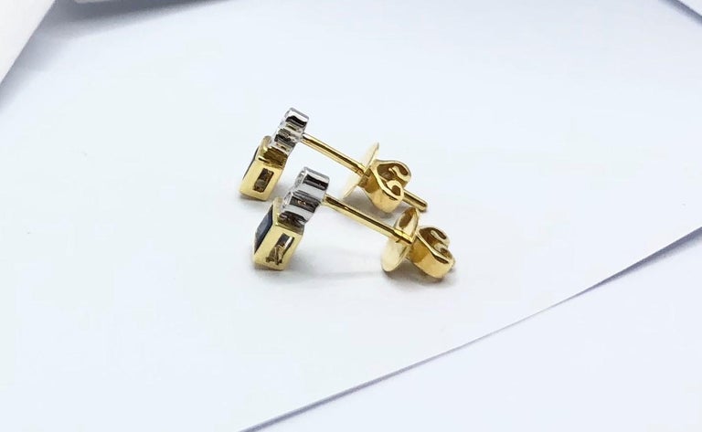 SJ1326 - Blue Sapphire with Diamond Earrings Set in 18 Karat Gold Settings