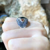 SJ3083 - Black Sapphire, Blue Sapphire, Yellow Sapphire Ring et in Silver Settings