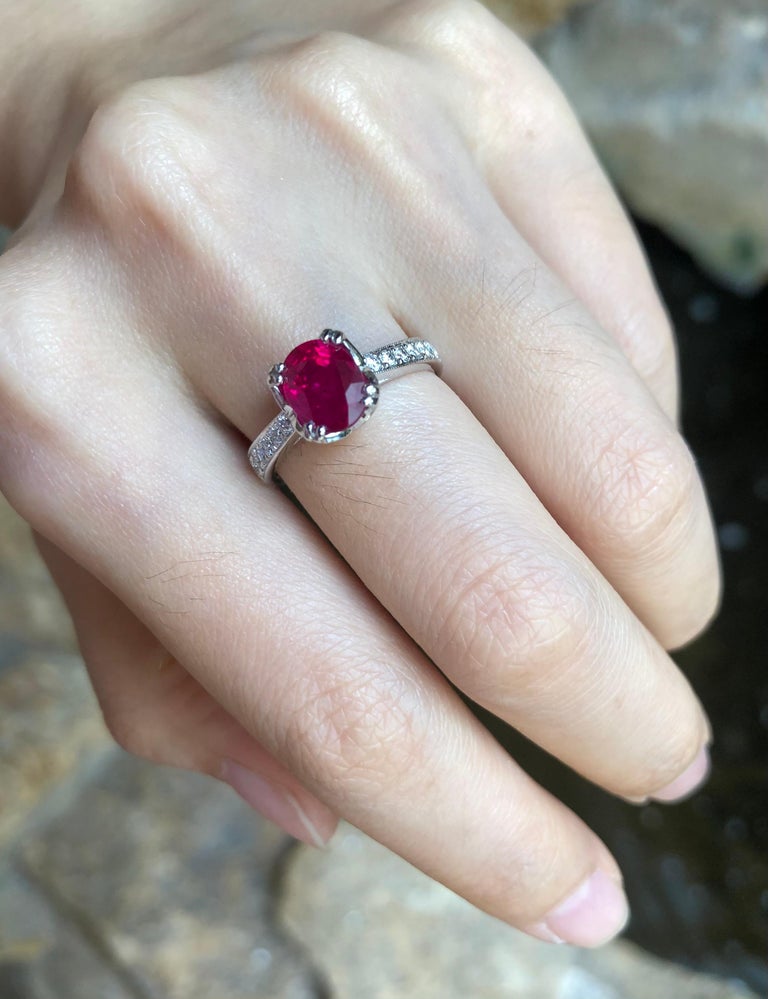 SJ1706 - Ruby with Diamond Ring Set in Platinum 950 Settings