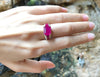SJ1778 - Emerald Cut Ruby with Diamond Ring Set in 18 Karat Gold Settings