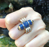 SJ6045 - Blue Sapphire with Diamond and Cabochon Blue Sapphire Ring Set in 18 Karat Gold