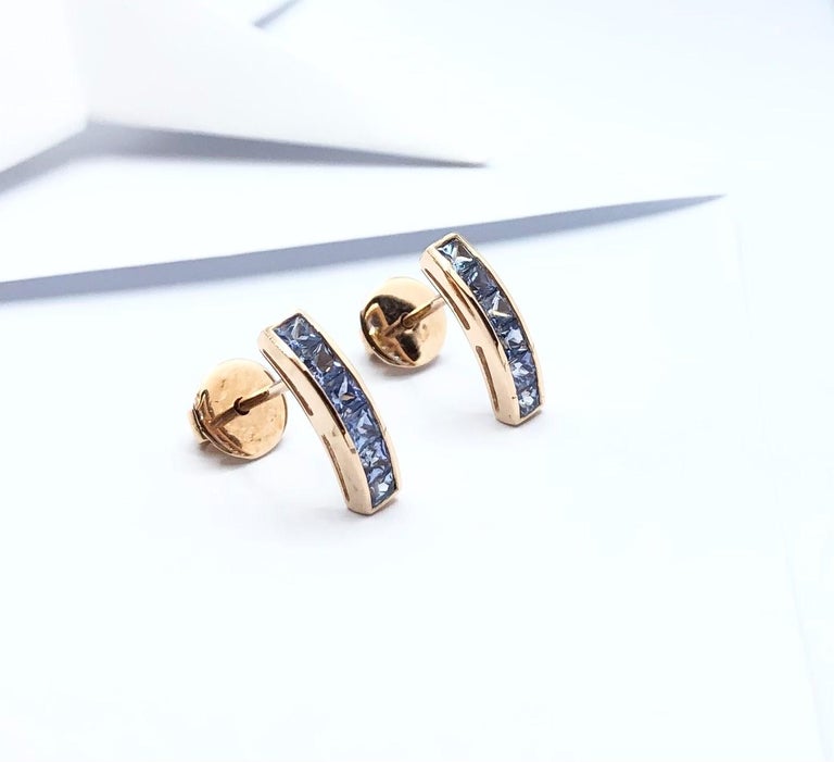 SJ2748 - Blue Sapphire Earrings Set in 18 Karat Rose Gold Settings
