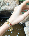 SJ1678 - Cabochon Ruby, Emerald, Blue Sapphire with Diamond Bracelet in 18 Karat Gold