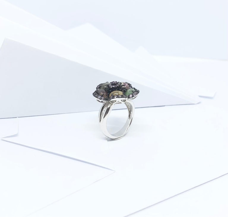SJ3203 - Tourmaline and Pink Sapphire Ring set in Silver Settings