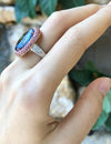 SJ1413 - Blue Sapphire with Pink Sapphire and Diamond Ring Set in 18 Karat White Gold