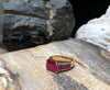 SJ1778 - Emerald Cut Ruby with Diamond Ring Set in 18 Karat Gold Settings