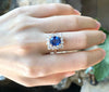 SJ1598 - Certified Unheated 4 Cts Blue Sapphire with Diamond Ring in 18K Rose Gold