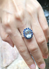 SJ3103 - Aquamarine with Blue Sapphire Ring set in Silver Settings