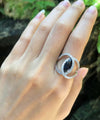 SJ1386 - Blue Sapphire with Diamond Ring Set in 18 Karat White Gold Settings