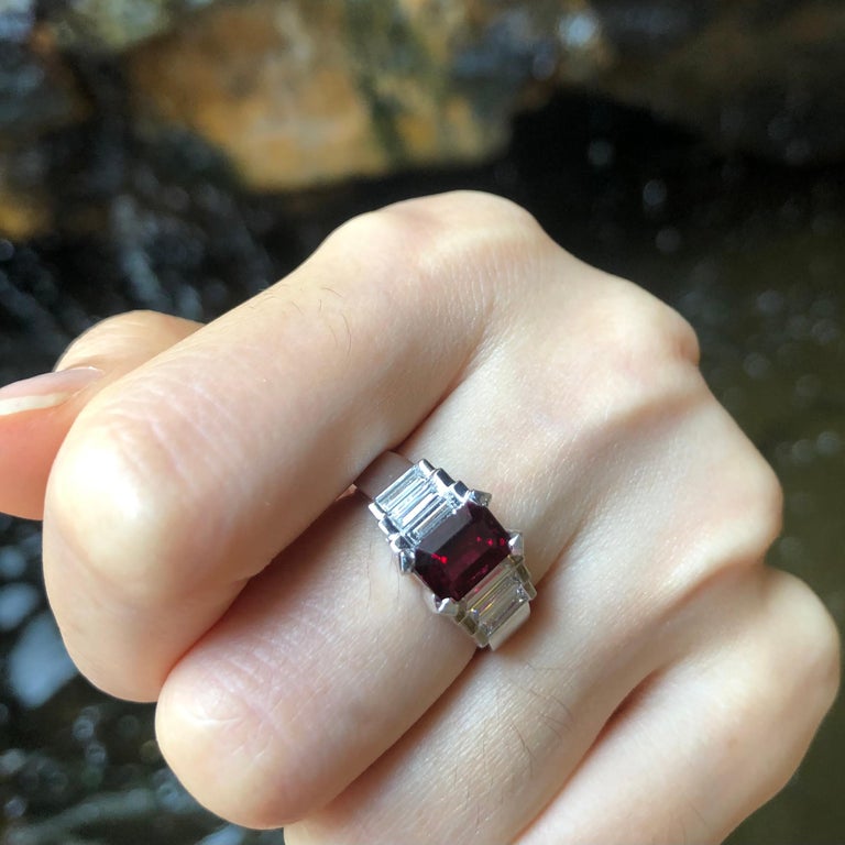 SJ6140 - GIA Certified 2 Cts Ruby with Diamond Ring Set in Platinum 950 Settings