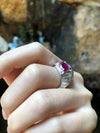 SJ1769 - Ruby, Blue Sapphire with Diamond Ring Set in 18 Karat White Gold Settings