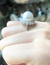 SJ1186 - South Sea Pearl with Diamond Ring Set in 18 Karat White Gold Settings