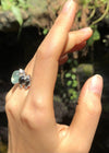 SJ3063 - Prehnite, Black Star Sapphire and Cubic Zirconia Ring set in Silver Settings