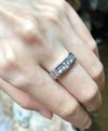SJ1966 - White Sapphire with Diamond Ring Set in 18 Karat White Gold Settings