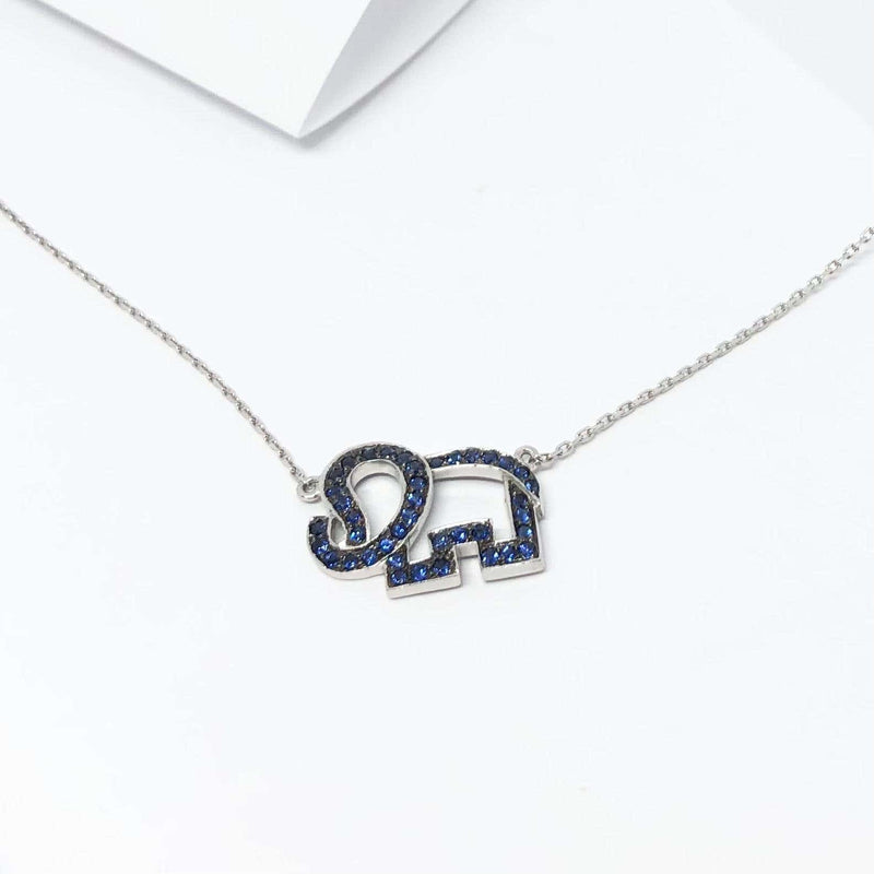 SJ2935 - Blue Sapphire Necklace Set in 18 Karat White Gold Settings