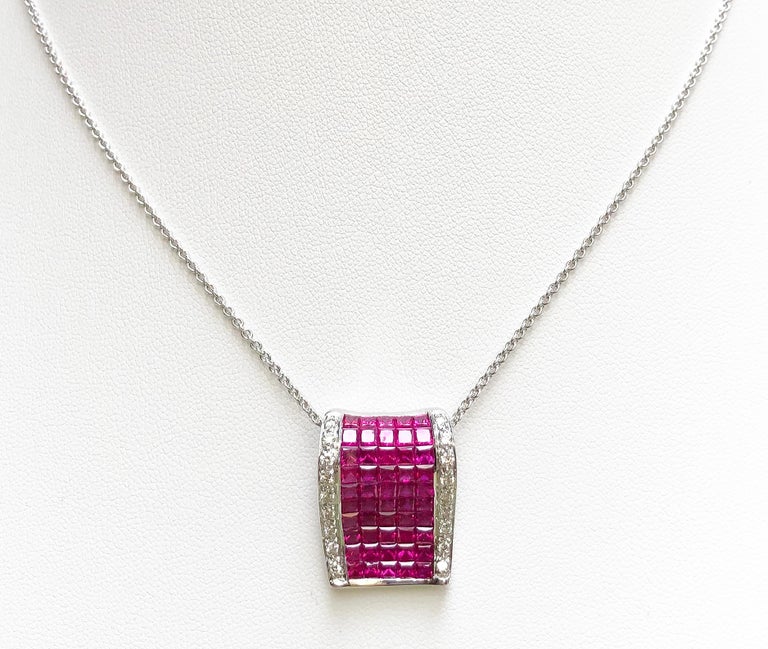 SJ1570 - Ruby with Diamond Pendant Set in 18 Karat White Gold Settings