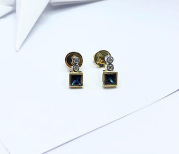 SJ1326 - Blue Sapphire with Diamond Earrings Set in 18 Karat Gold Settings