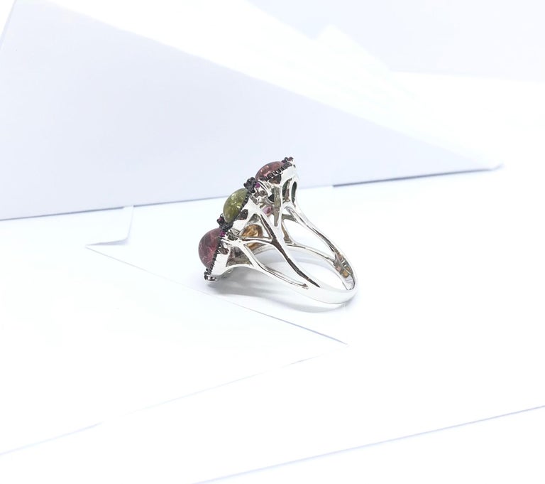 SJ6410 - Tourmaline and Pink Sapphire Ring set in Silver Settings