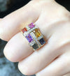 SJ2665 - Rainbow Color Sapphire with Diamond Ring Set in 18 Karat Gold Settings