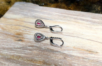 SJ6193 - Ruby with Diamond Earrings Set in 18 Karat White Gold Settings