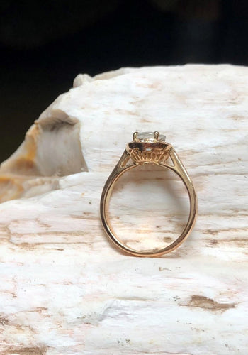 SJ1546 - Light Green Sapphire with Brown Diamond Ring Set in 18 Karat Rose Gold Settings