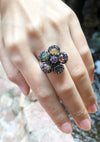 SJ3203 - Tourmaline and Pink Sapphire Ring set in Silver Settings