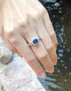 SJ2905 - Blue Sapphire, Pink Sapphire and Diamond Engagement Ring Set in 18K White Gold