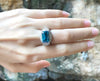 SJ1168 - Blue Zircon with Diamond Ring Set in 18 Karat White Gold Settings
