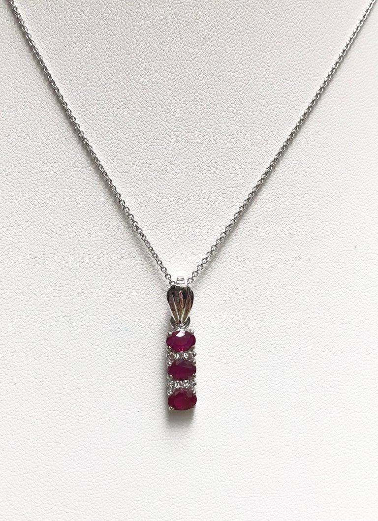 SJ1339 - Ruby with Diamond Pendant Set in 18 Karat White Gold Settings