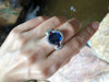 SJ1526 - Blue Sapphire with Diamond Ring Set in 18 Karat White Gold Settings