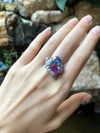 SJ1435 - Blue Sapphire and Pink Sapphire with Diamond Ring Set in 18 Karat White Gold