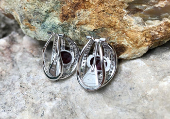 SJ1926 - Ruby with Diamond Earrings Set in 18 Karat White Gold Settings