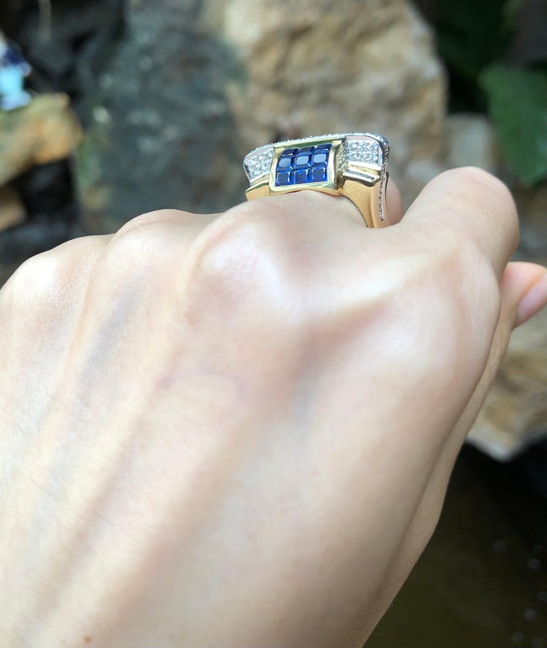 SJ1546 - Blue Sapphire with Diamond Ring Set in 18 Karat Gold Settings