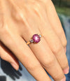 JR0002O - Unheated Star Ruby with Diamond Ring Set in 18 Karat Gold Setting
