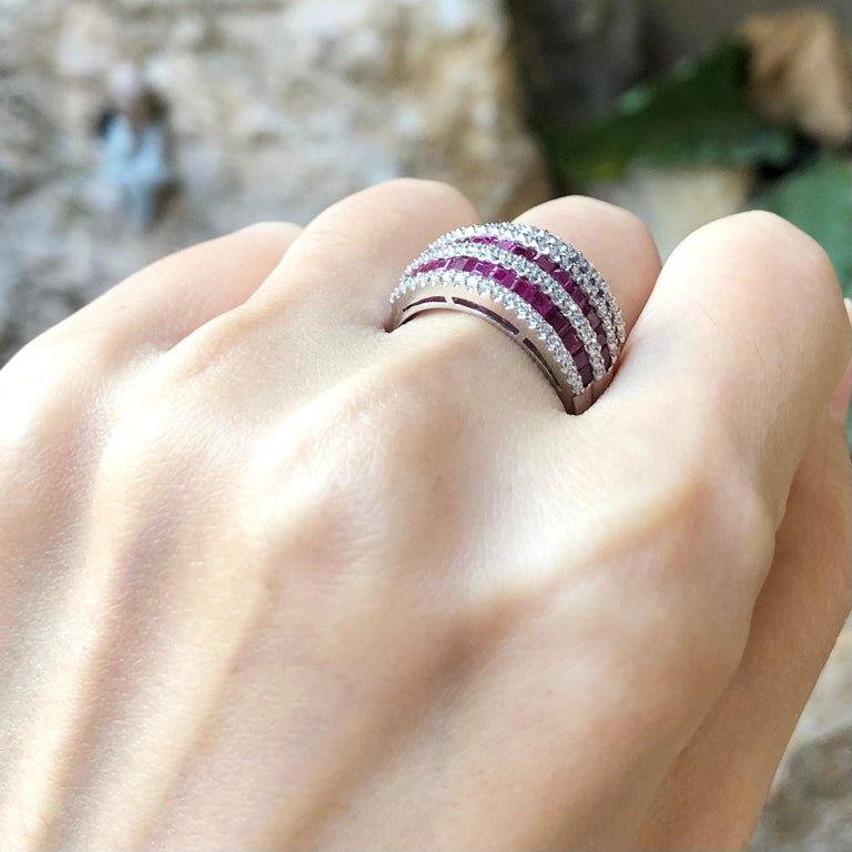 SJ3063 - Ruby with Cubic Zirconia Ring set in Silver Settings