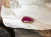 SJ1778 - Emerald Cut Ruby with Diamond Ring Set in 18 Karat Gold Settings