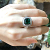 SJ1366 - Green Tourmaline with Diamond Ring Set in 18 Karat White Gold Settings
