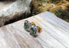 SJ2006 - Green Tourmaline with Blue Sapphire and Brown Diamond Earrings in 18 Karat Gold