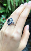 SJ1366 - Blue Sapphire with Diamond Ring Set in 18 Karat White Gold Settings