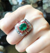 SJ1248 - Emerald with Orange Sapphire and Diamond Ring Set in 18 Karat Rose Gold Settings