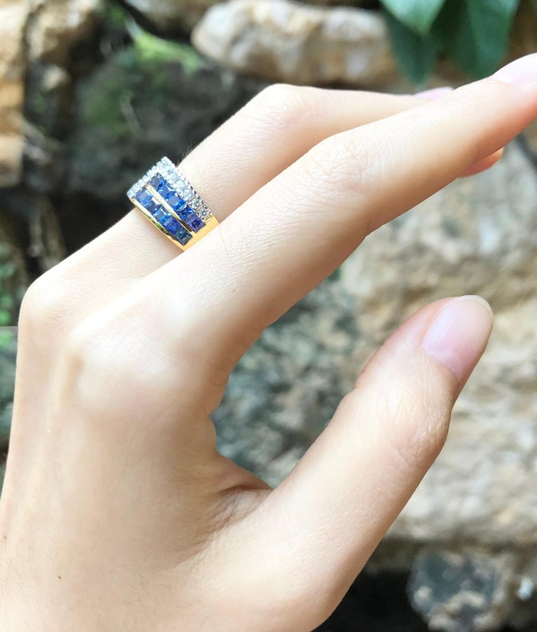 SJ1308 - Blue Sapphire with Diamond Ring Set in 18 Karat Gold Settings