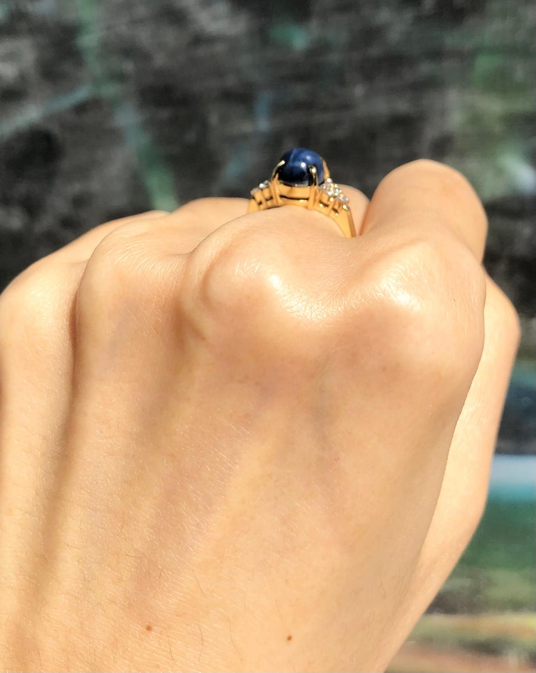 JR0001O - Blue Star Sapphire & Diamond Ring Set 18 Karat Gold Setting