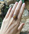 SJ2625 - Opal, Ruby with Brown Diamond Ring Set in 18 Karat Rose Gold Settings