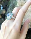 SJ1152 - Blue Sapphire with Emerald and Diamond Ring Set in 18 Karat White Gold Settings