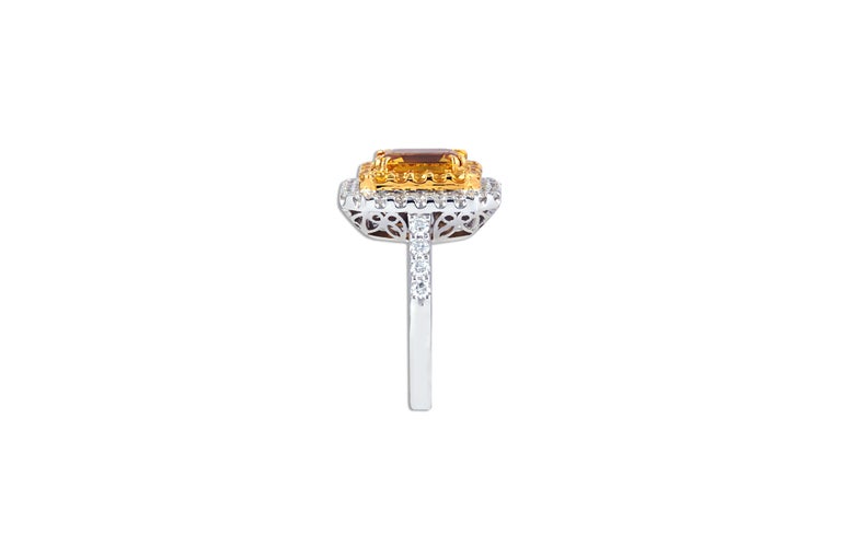 SJ3013 - Yellow Sapphire with Diamond Ring Set in 18 Karat White Gold Settings