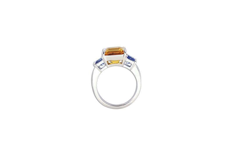 SJ2290 - Yellow Sapphire with Blue Sapphire Ring Set in 18 Karat White Gold Settings