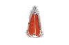 SJ2465 - Carved Coral with Diamond Goddess of Mercy Brooch Set in 18K White Gold Settings