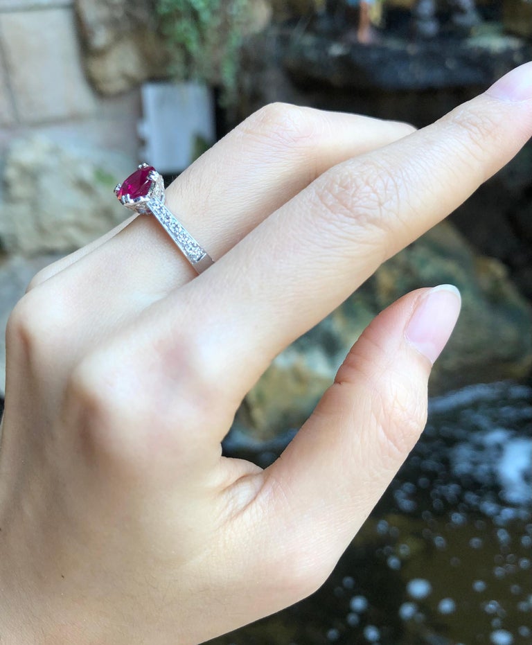 SJ1706 - Ruby with Diamond Ring Set in Platinum 950 Settings